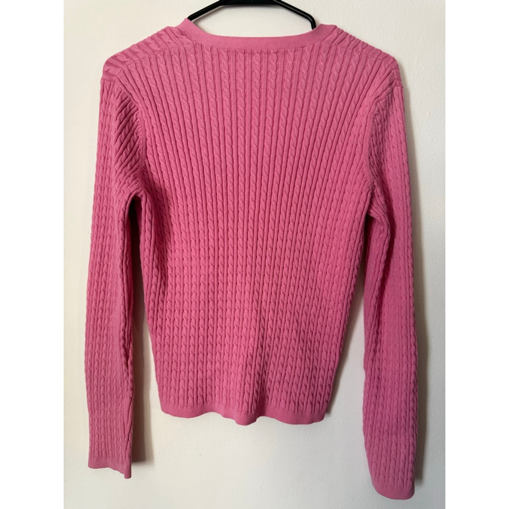 Women's Ralph Lauren Pink Cable Knit Cardigan Sweater S - Picture 3 of 3